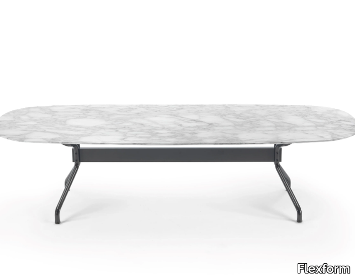 ACADEMY - Stainless steel dining table with marble top _ Flexform