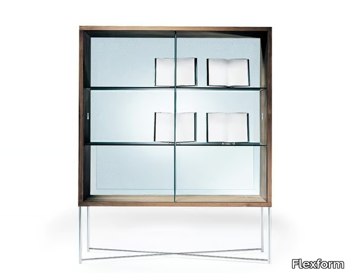 MOKA - Wood and glass display cabinet _ Flexform