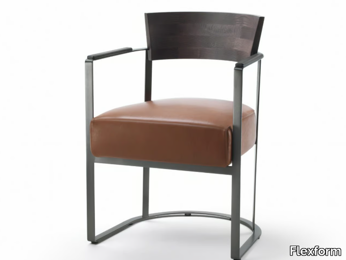 MORGAN - Leather chair with armrests _ Flexform