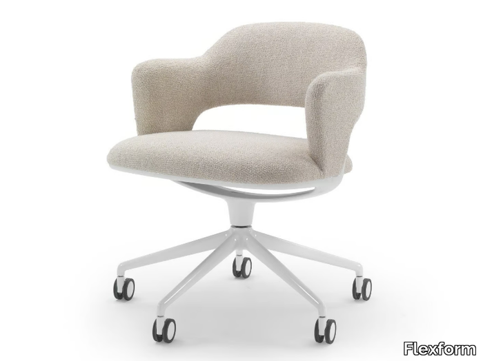 ALMA - Fabric office small armchair with 5-Spoke base and castors _ Flexform