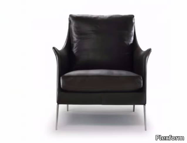 BOSS - Leather armchair with armrests _ Flexform