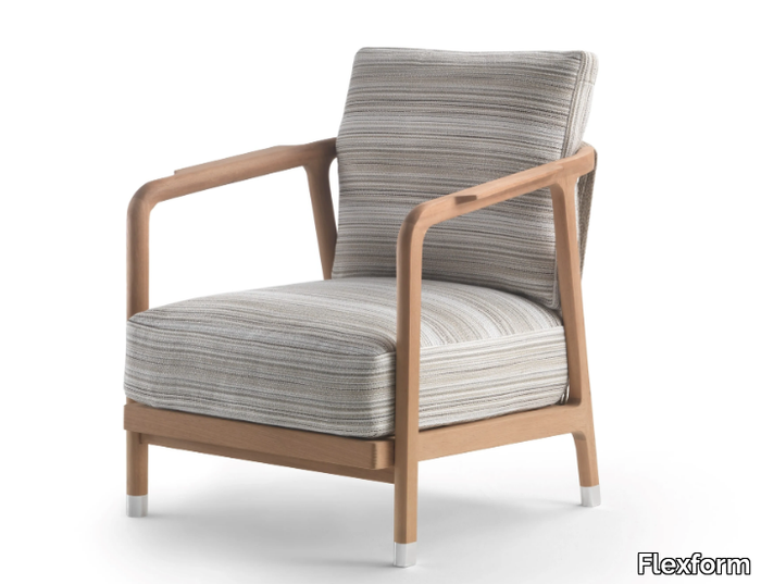 CRONO - Fabric and iroko garden armchair _ Flexform