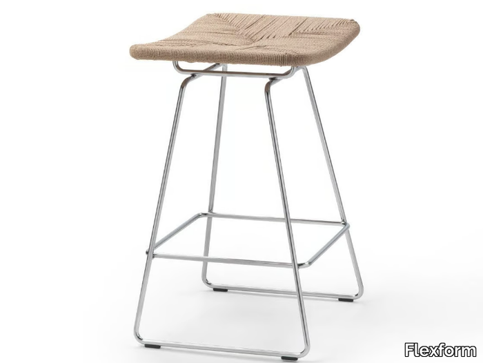 ECHOES - Sled base high straw stool _ Flexform