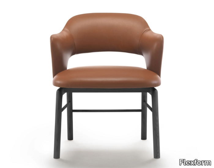 ALMA - Tanned leather easy chair with armrests _ Flexform