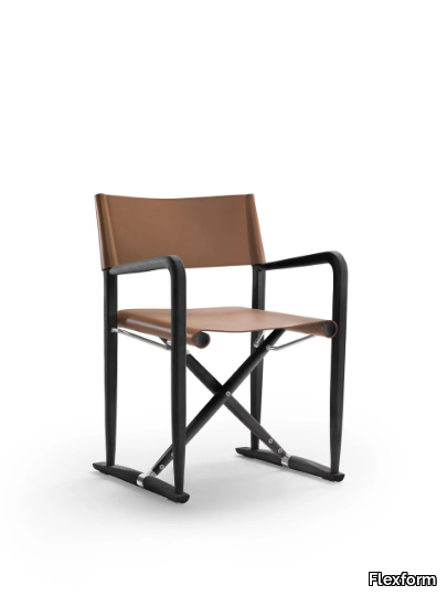 LUCHINO - Folding tanned leather chair _ Flexform