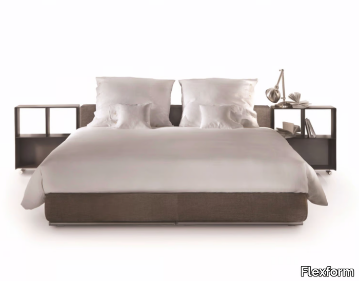 GROUNDPIECE SLIM - Fabric double bed with removable cover _ Flexform