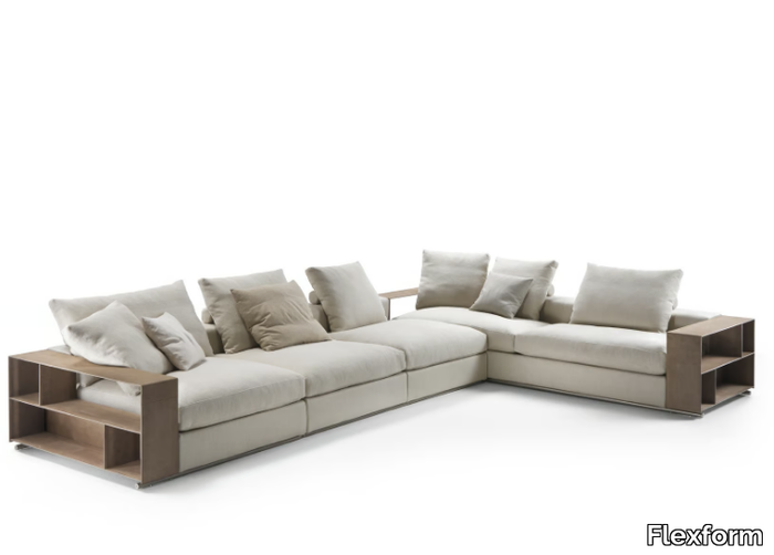 GROUNDPIECE - Sectional fabric sofa with storage space _ Flexform