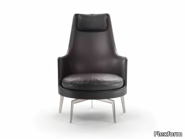 GUSCIOALTO - GUSCIOALTO SOFT - Bergere leather armchair with armrests _ Flexform