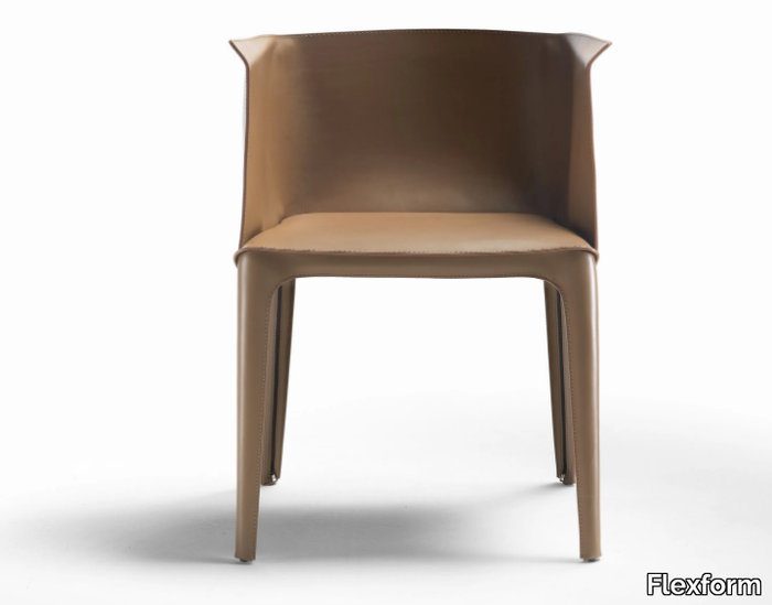 ISABEL - Tanned leather chair with armrests _ Flexform