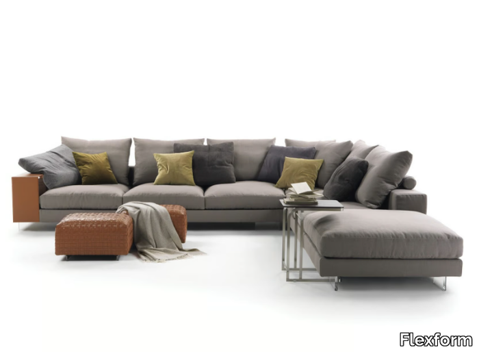 LIGHTPIECE - Sectional fabric sofa with storage space _ Flexform