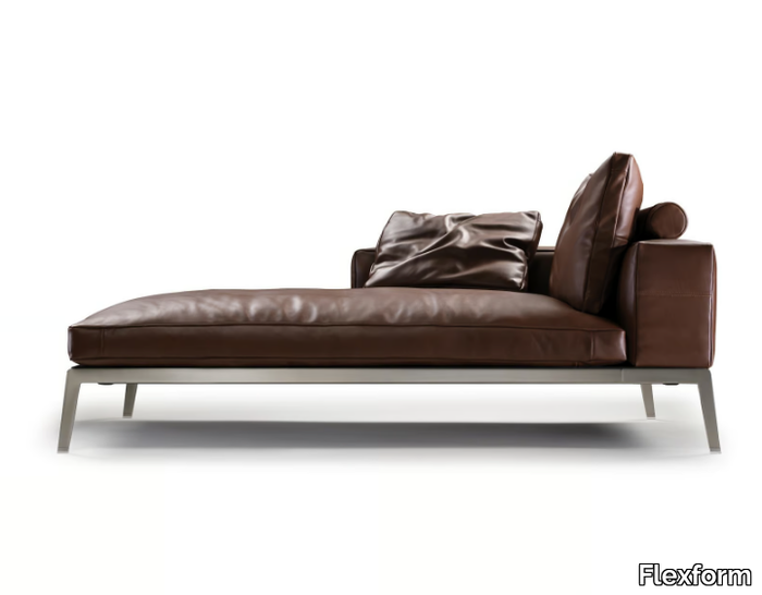 LIFESTEEL - Tanned leather day bed with removable cover _ Flexform