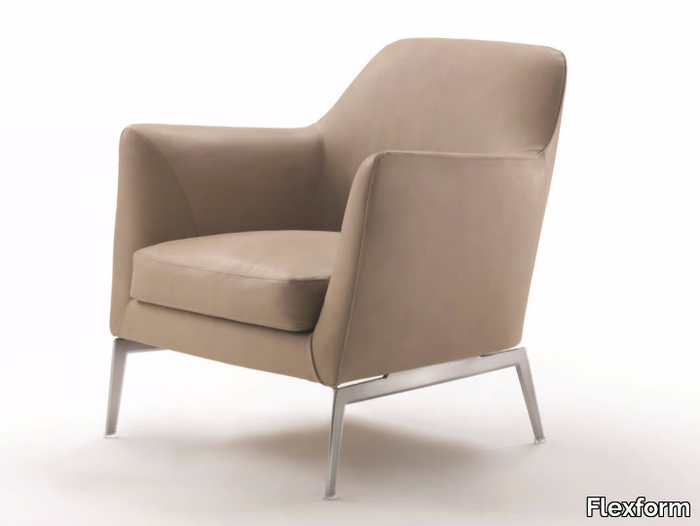 LUCE - Leather armchair with armrests _ Flexform