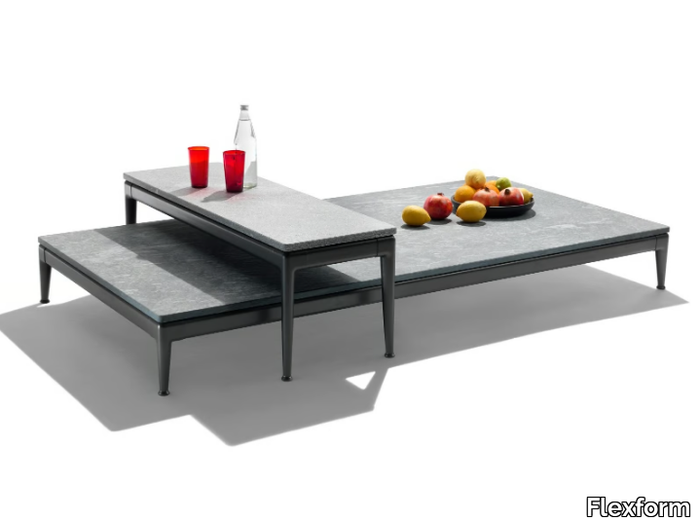 PICO OUTDOOR - Rectangular stone coffee table _ Flexform