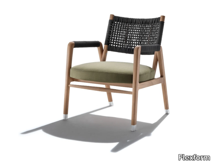 ORTIGIA OUTDOOR - Iroko easy chair with armrests _ Flexform