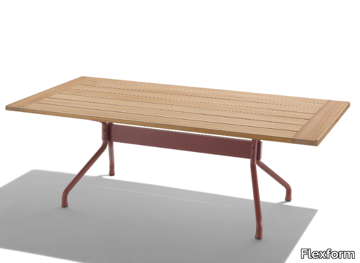 ACADEMY - Stainless steel garden table with iroko top _ Flexform