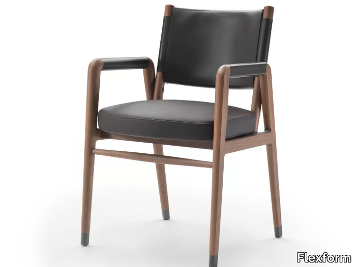 ORTIGIA S.H. - Tanned leather chair with armrests _ Flexform