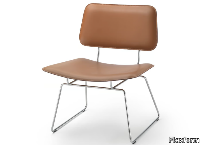 ECHOES S.H. - Sled base tanned leather easy chair _ Flexform