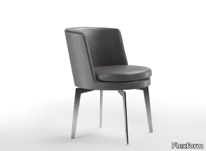 FEEL GOOD - Leather chair with integrated cushion _ Flexform