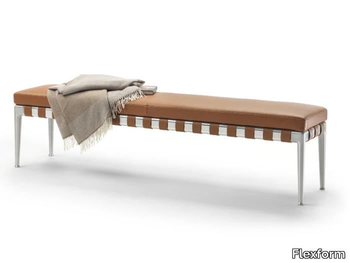 GREGORY - Upholstered tanned leather bench _ Flexform