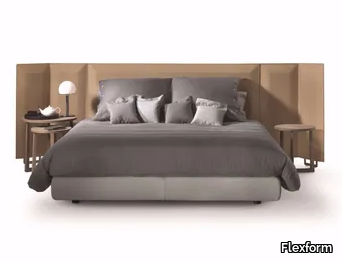 EDEN PLUS - Double bed with upholstered leather headboard _ Flexform