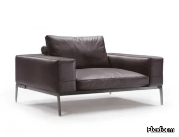 LIFESTEEL - Leather armchair with removable cover with armrests _ Flexform