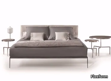 LIFESTEEL - Leather double bed with upholstered headboard _ Flexform