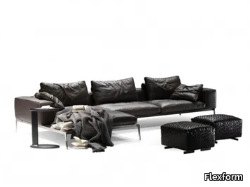 LIFESTEEL - 3 seater sectional leather sofa _ Flexform