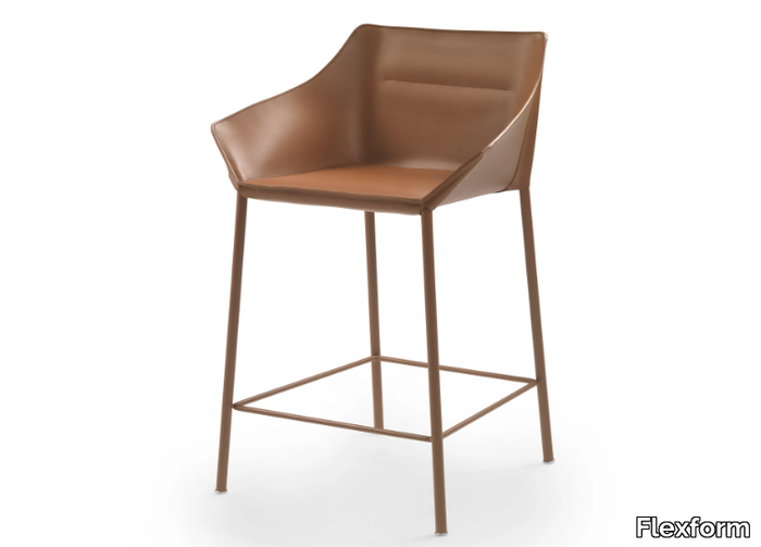 HAIKU - High tanned leather stool with footrest _ Flexform