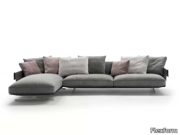 BRETTON - Fabric sofa with chaise longue _ Flexform