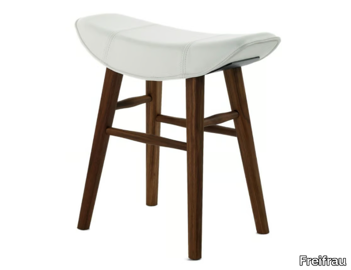 KYA STOOL SEAT WOODEN FRAME - Low upholstered leather stool _ Freifrau