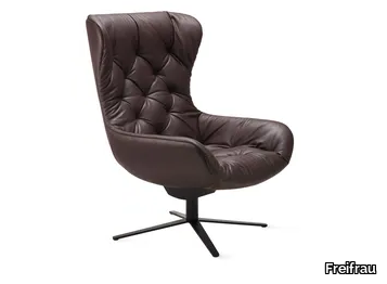 LEYA WINGBACK CHAIR - Tufted armchair with 4-spoke base _ Freifrau