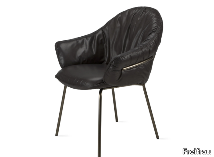 MARIE ARMCHAIR - Upholstered leather chair with armrests _ Freifrau