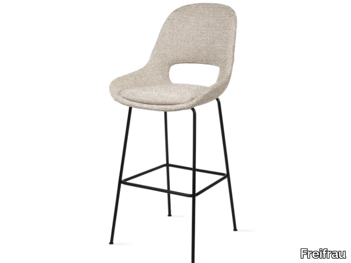 THEIA BAR ARMCHAIR LOW - Upholstered fabric barstool with footrest _ Freifrau