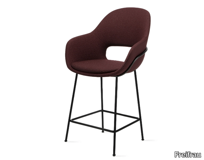 THEIA KITCHEN ARMCHAIR HIGH - Upholstered fabric kitchen stool with armrests _ Freifrau