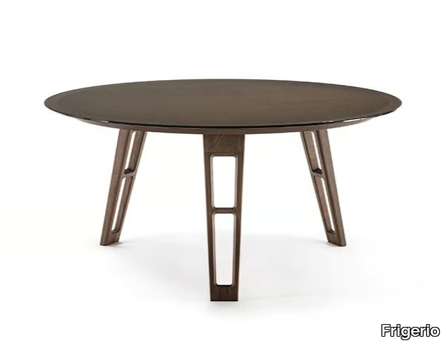 AXEL - Round wood and glass table _ Frigerio