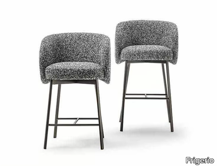 HUG - Upholstered high fabric stool with footrest _ Frigerio