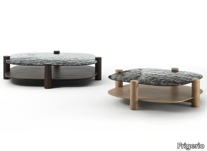 PAVOS - Low wood and glass coffee table _ Frigerio