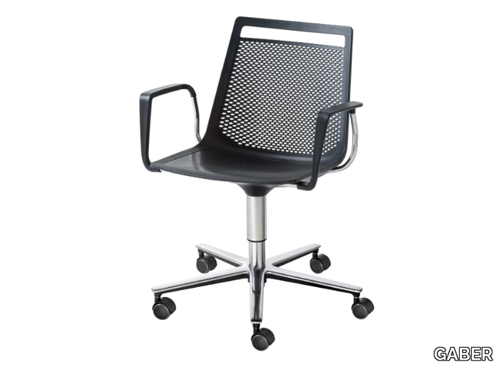 AKAMI T5R BR - Swivel chair with castors with armrests _ GABER