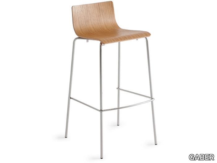 LILÀ STOOL 69/79 - Stackable high wooden stool with back _ GABER