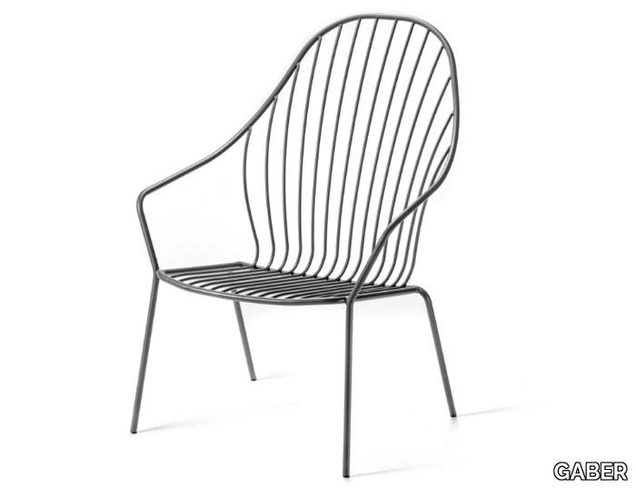 AMITHA LOUNGE - Metal garden armchair with armrests _ GABER