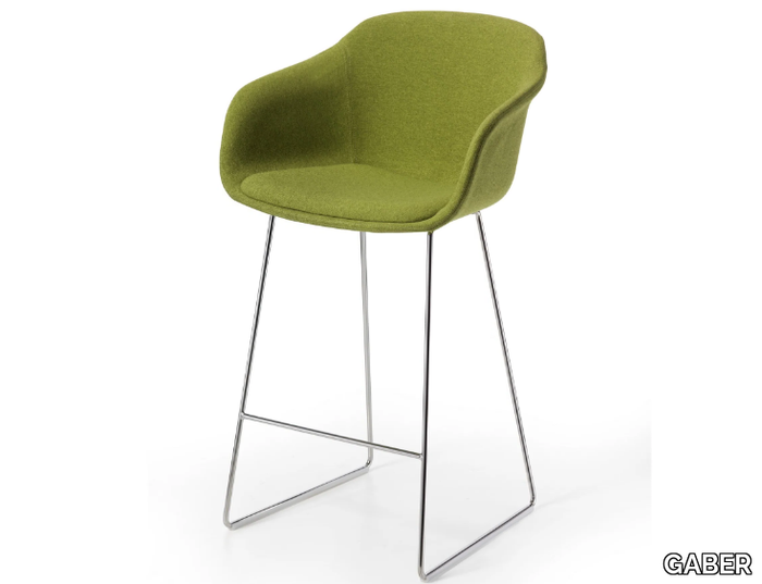 DAME - High upholstered stool with armrests _ GABER