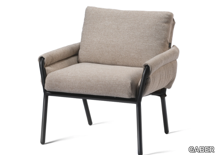 COACHELLA - Upholstered fabric easy chair with armrests _ GABER