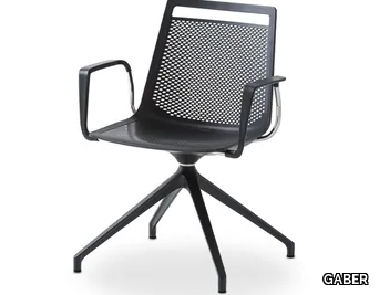 AKAMI U BR - Swivel trestle-based chair with armrests _ GABER