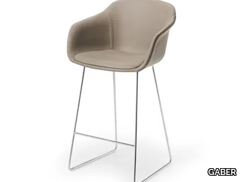 DAME - High leather stool with armrests _ GABER