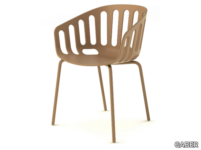 BASKET CHAIR NA - Stackable chair with armrests _ GABER