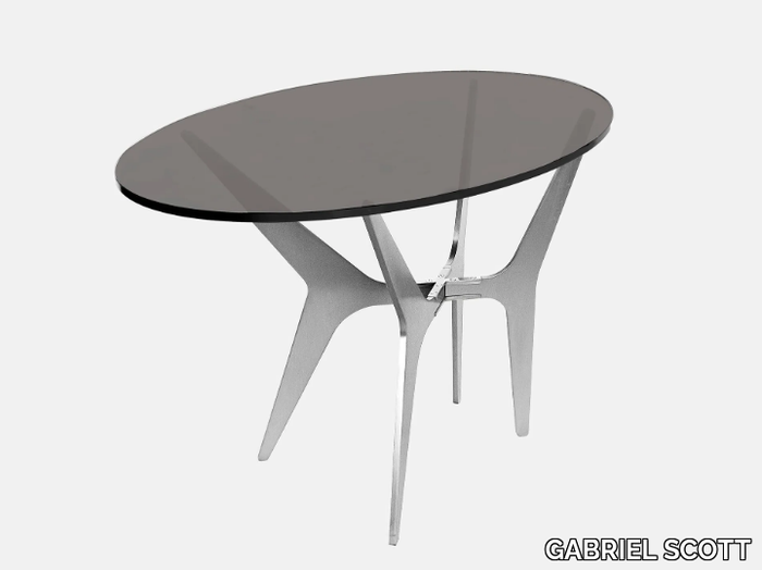 DEAN - Oval glass and steel high side table _ GABRIEL SCOTT