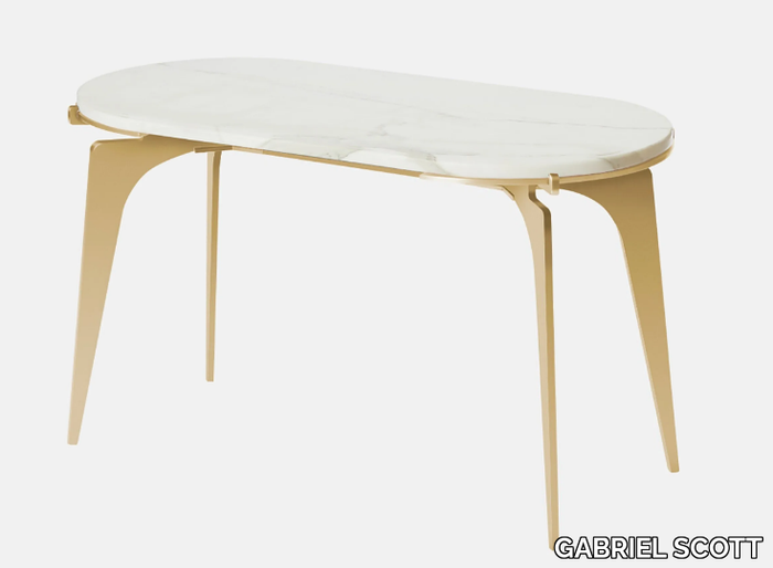 PRONG RACETRACK - Oval marble high side table _ GABRIEL SCOTT