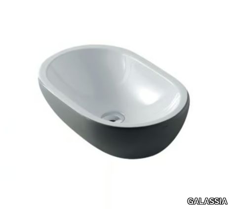 MIDAS - Countertop oval ceramic washbasin _ GALASSIA