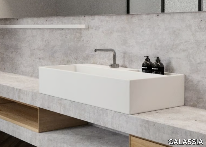 NEXT 100 - Rectangular single ceramic washbasin _ GALASSIA