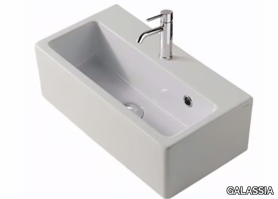 PLUS DESIGN 50 - Rectangular ceramic washbasin _ GALASSIA